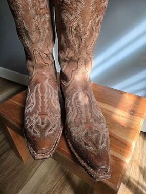 Women's Lucchese Western Embroidered Leather Cowboy Boots Size 5.5B